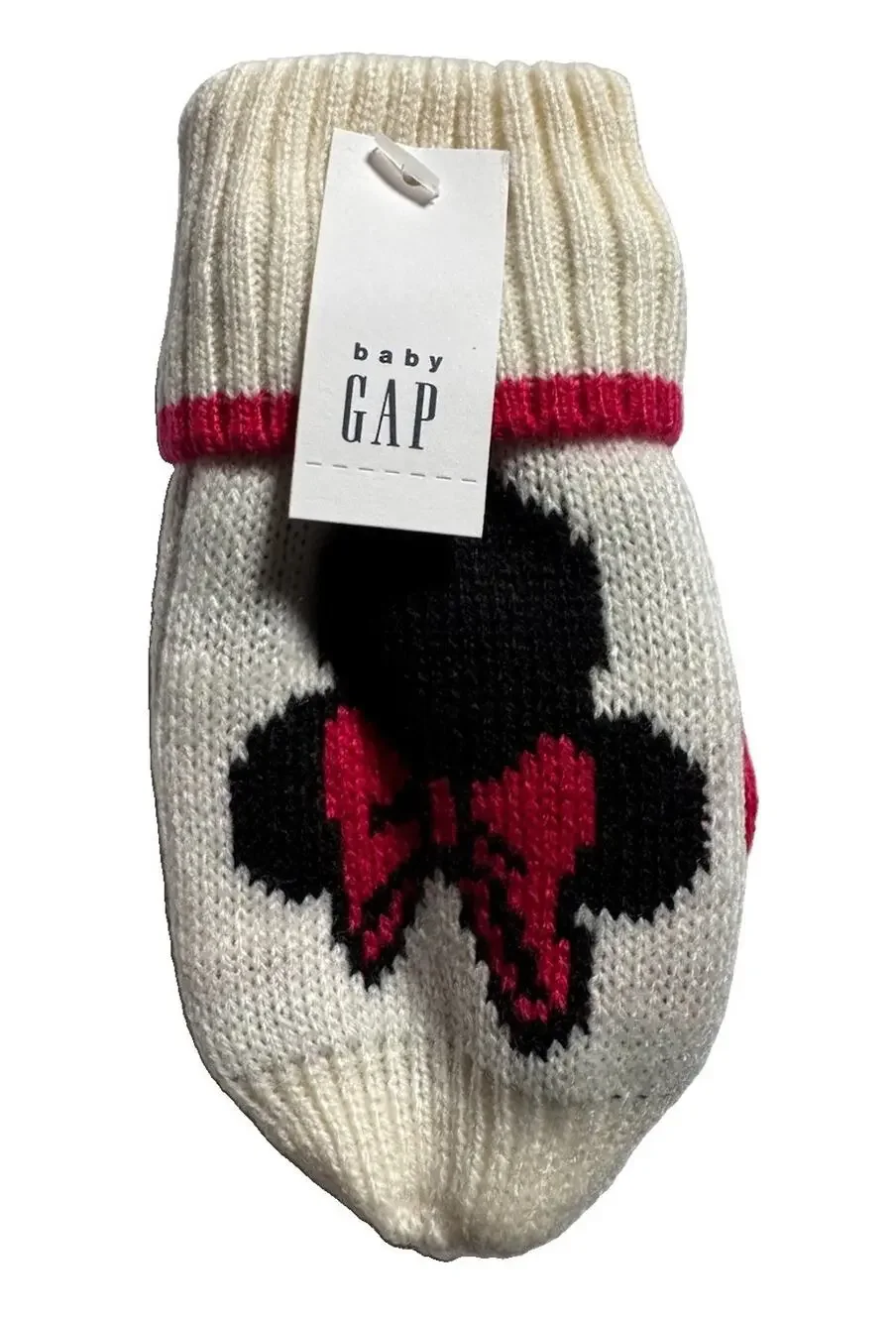 Baby Gap Minnie Mouse Knit Mittens XS/S Ivory Pink Black NWT Disney
